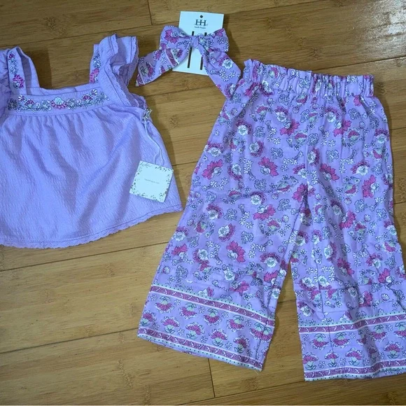 NWT Girls Size 2T Purple Haute Hippie Outfit - Top Shirt & Pants - Picture 2 of 2